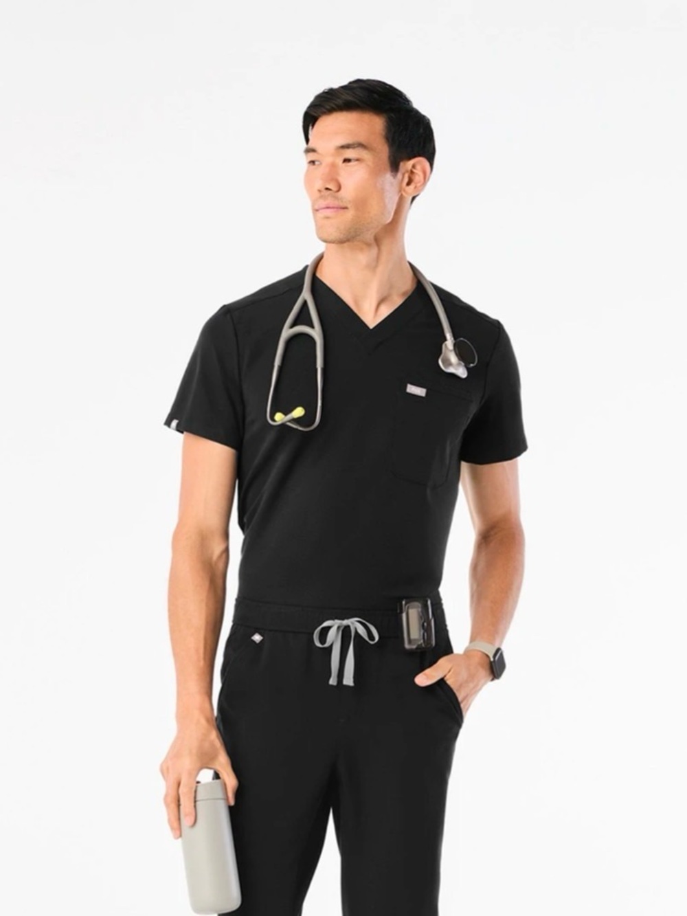 Figs Technical Collection Black Nurse Scrub Shirt Menโs XS